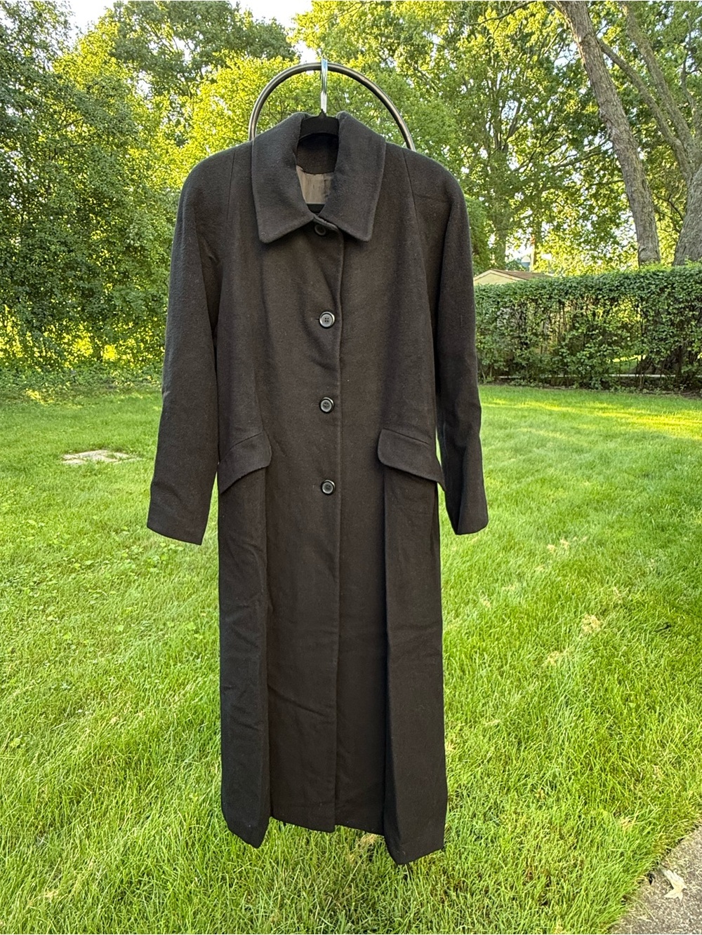 Vintage J. Percy Marvin Richards 50% Cashmere Wool Maxi Coat Black 14